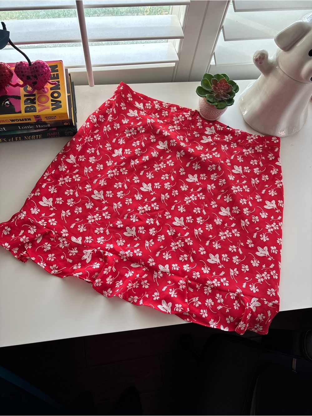 J.Crew Mercantile Red and White Floral Mini Skirt Sz 14